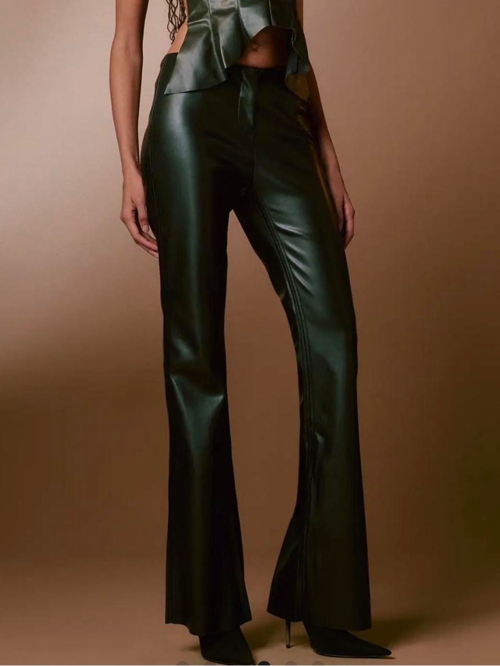 I AM GIA Sylvia faux leather low rise flare pant western dark romantic biker xs